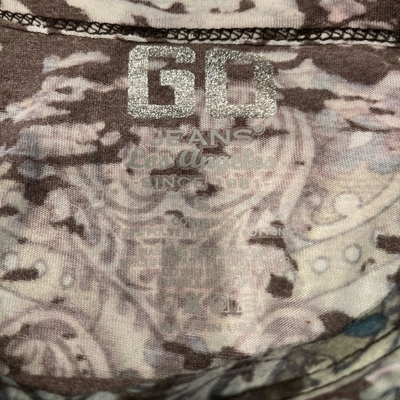 GO Jeans LA since 1981 teal and brown with rhinestone heart on front. Made in US - Picture 3 of 3